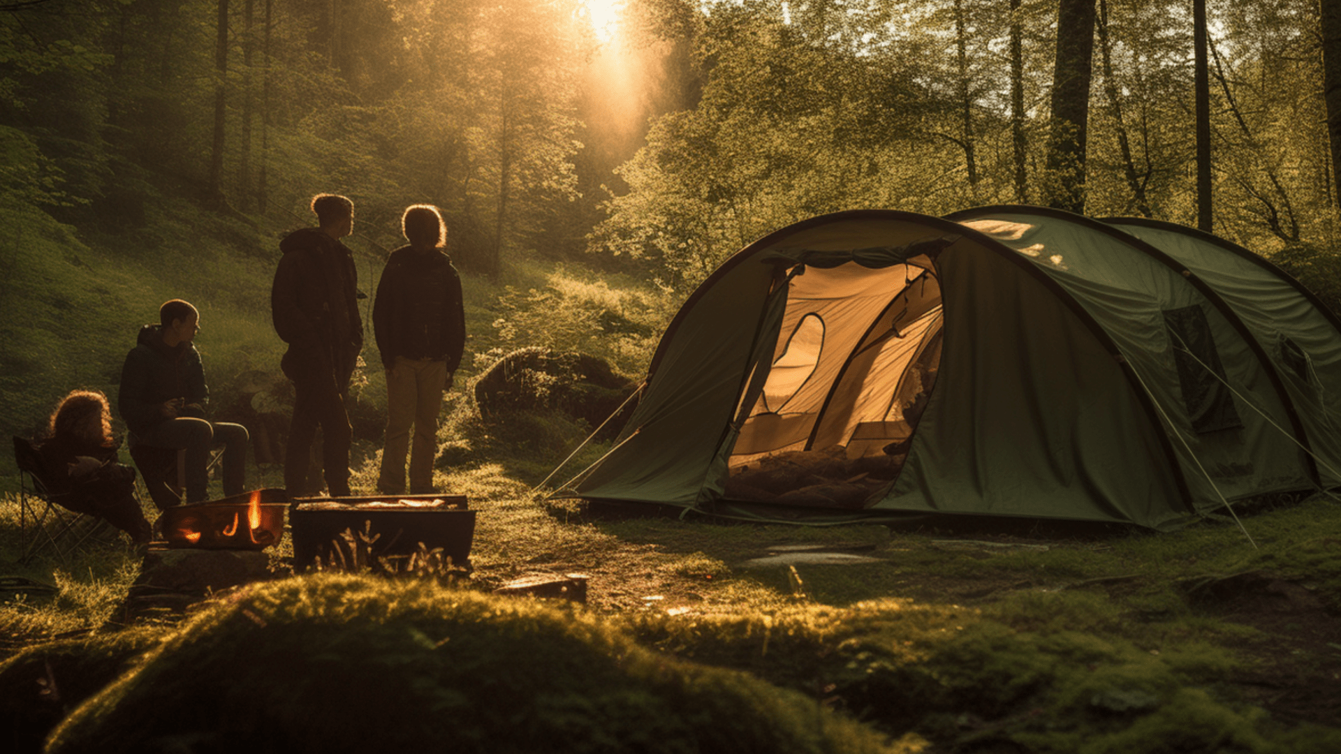 Tunnelzelt für 4Personen in einem Wald