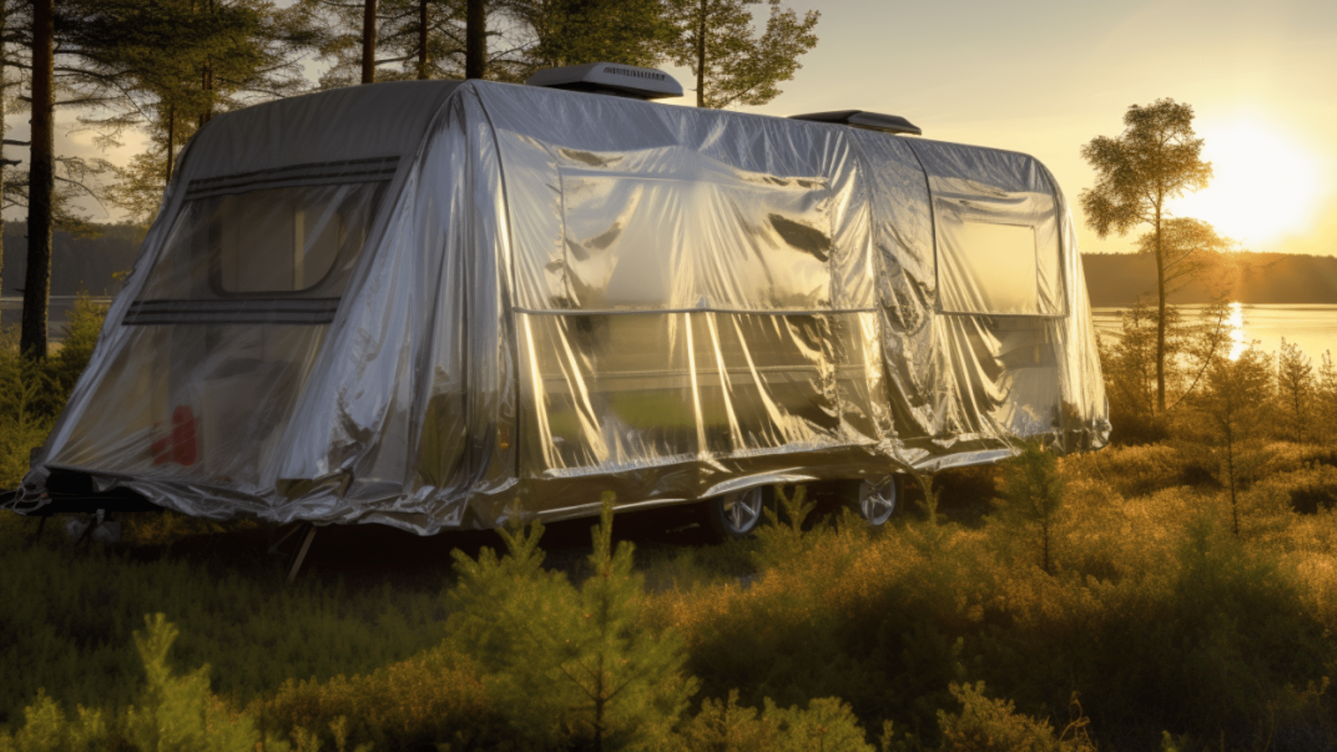 Caravan Schutzhülle auf Campingwagen